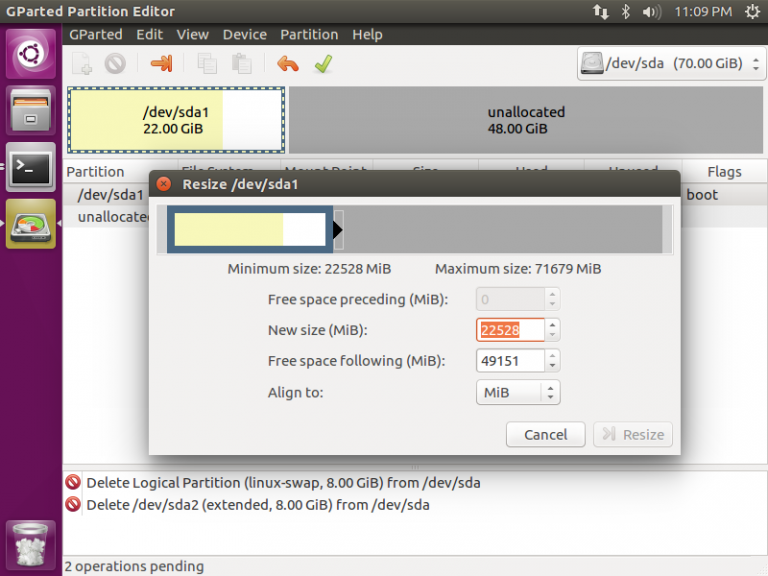 Expanding VMware Player Disk Size for Ubuntu